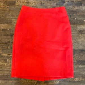 J crew red wool blend pencil skirt